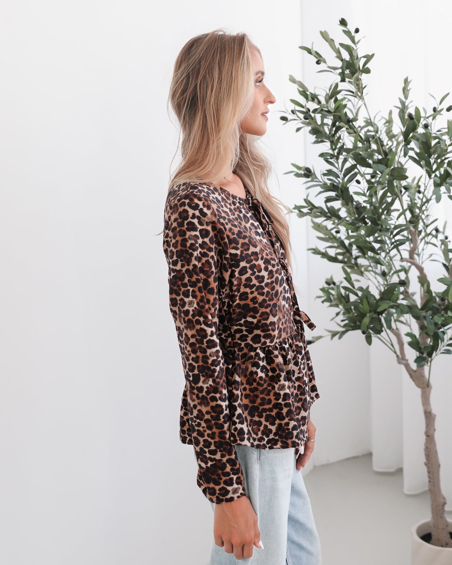 Saveria Top Brown Print | Women's Relaxed Printed Blouse