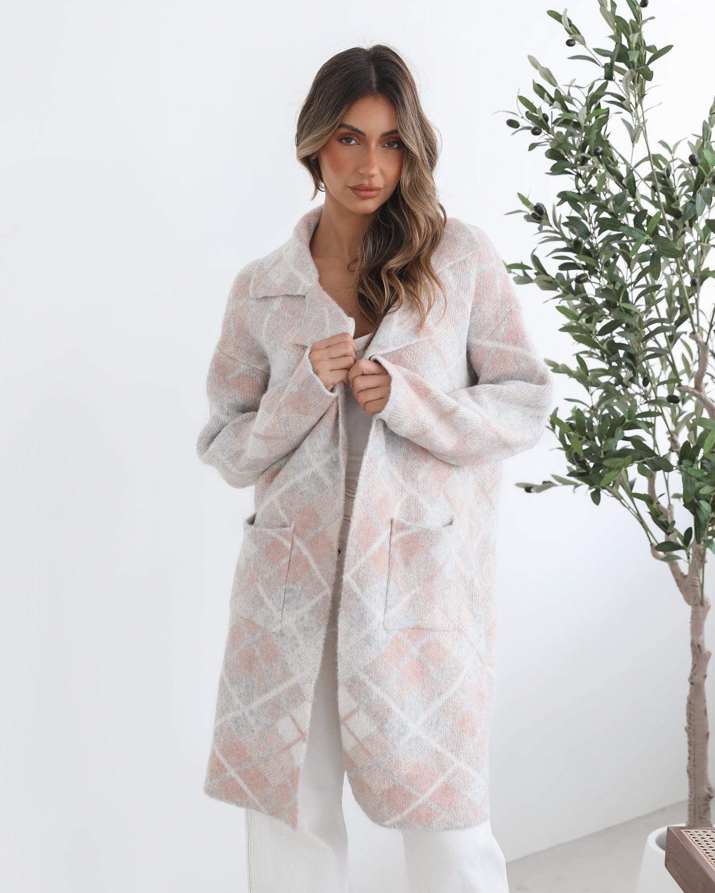 Sharyn Pink Multi Coatigan | Women's Knit Coatigan