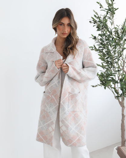 Sharyn Pink Multi Coatigan | Women's Knit Coatigan
