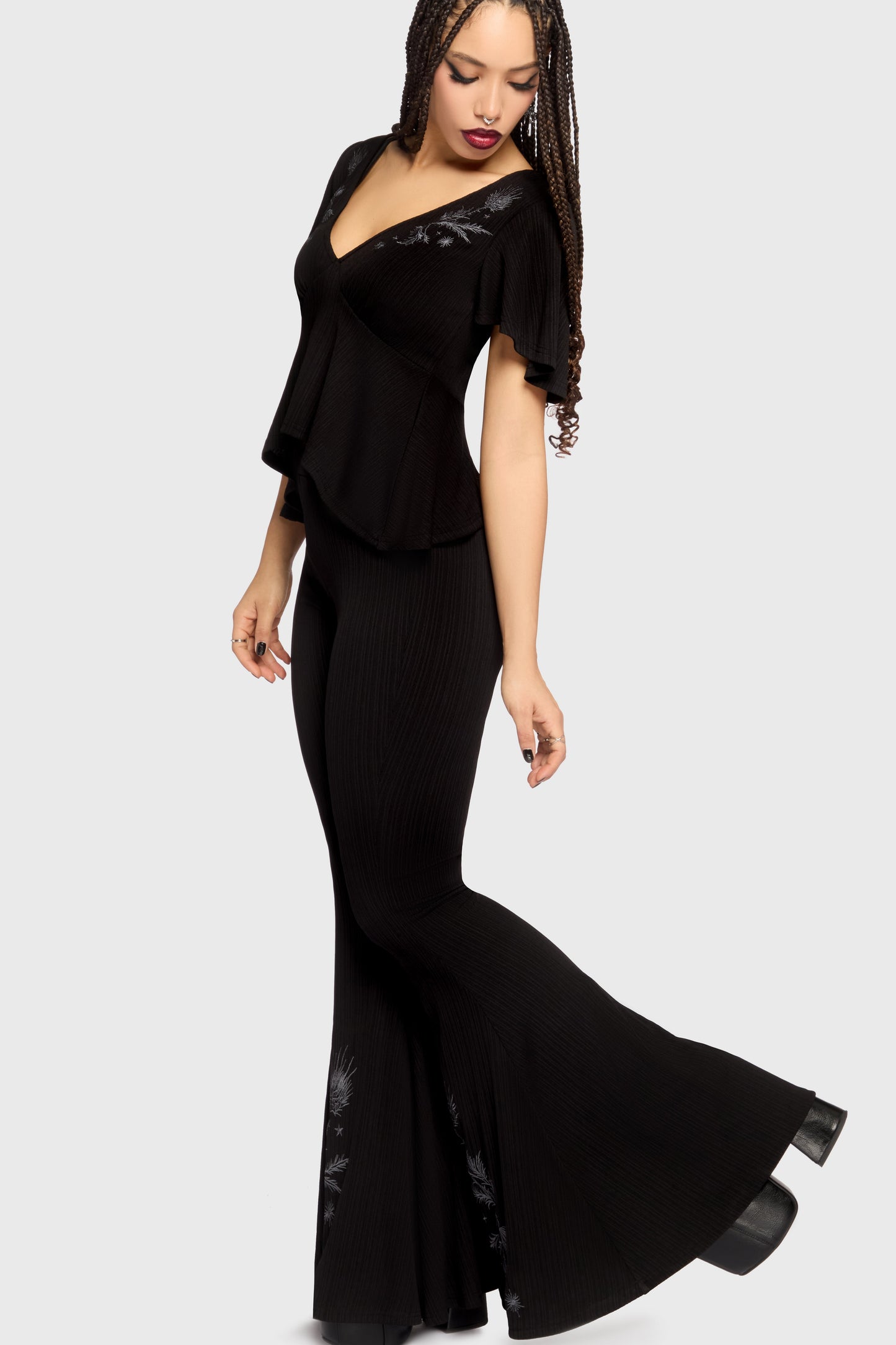 Thistina Embroidered Flares