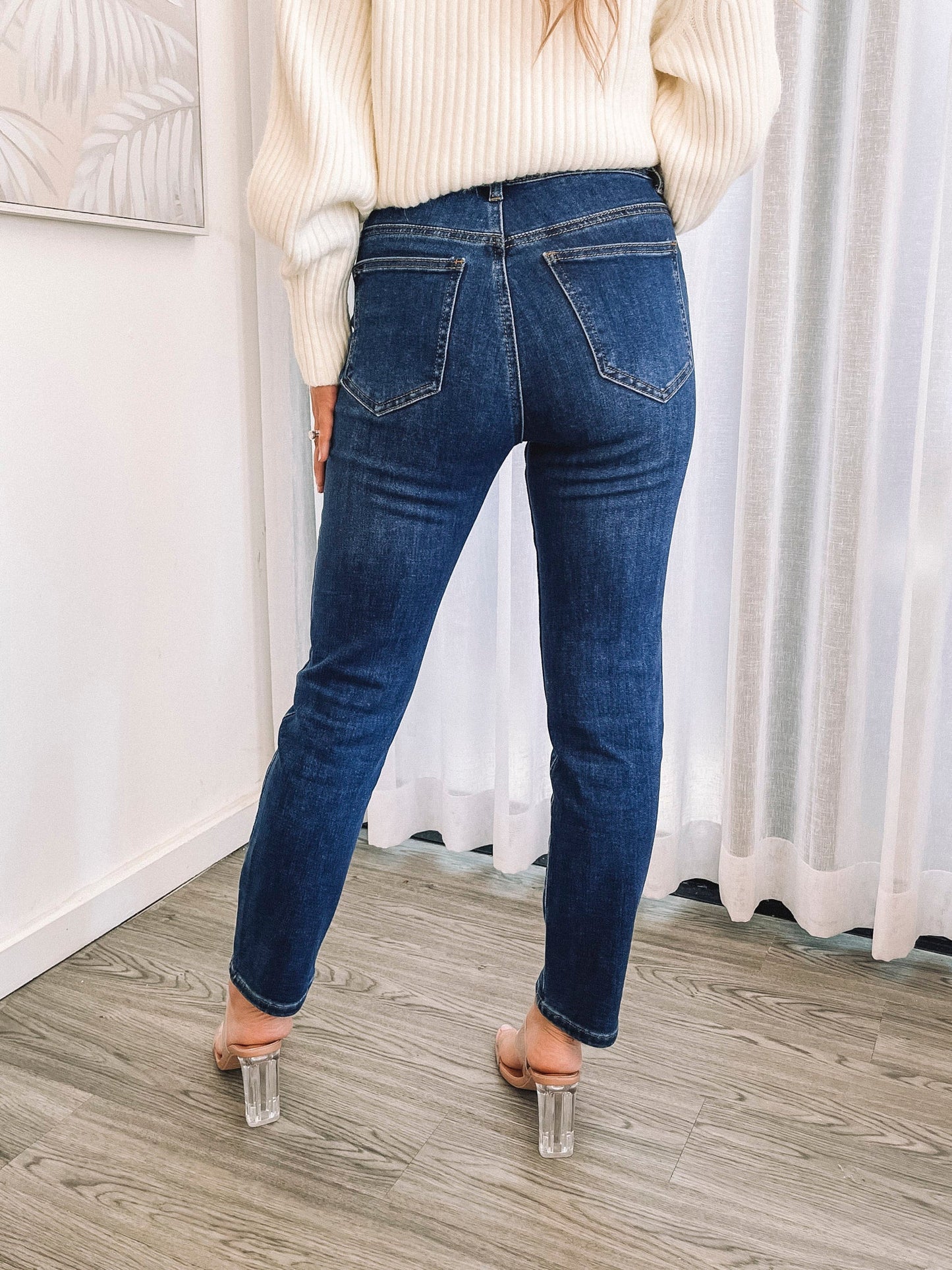 Thalira Dark Blue Jeans | Women's High Waisted Skinny Jeans