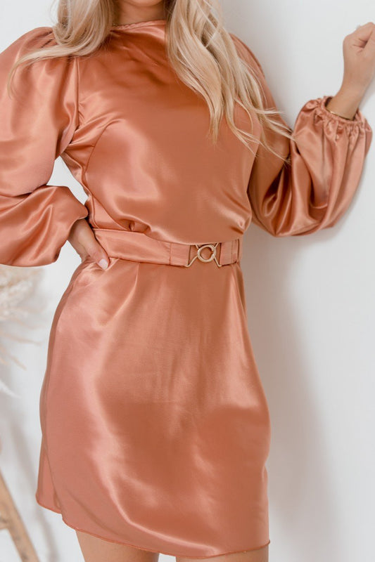 Tonneli Rust Dress | Women's Satin Mini Dress