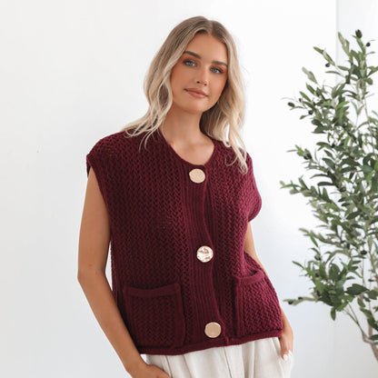 Vasha Knit Top - Wine | Women's Sleeveless Knit Top