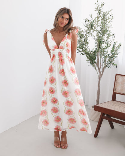 Vivia White Floral Dress | Women's Floral Maxi Dress