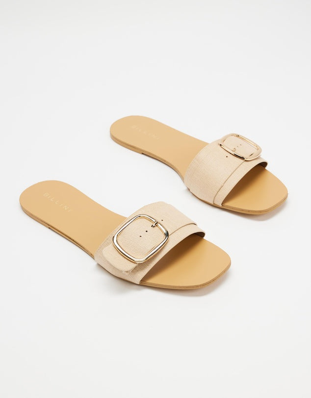 Gusta Vanilla Linen Sandals | Women's Flat Sandals