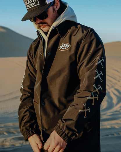 White & Gold Salty Patch Coaches Jacket - Black
