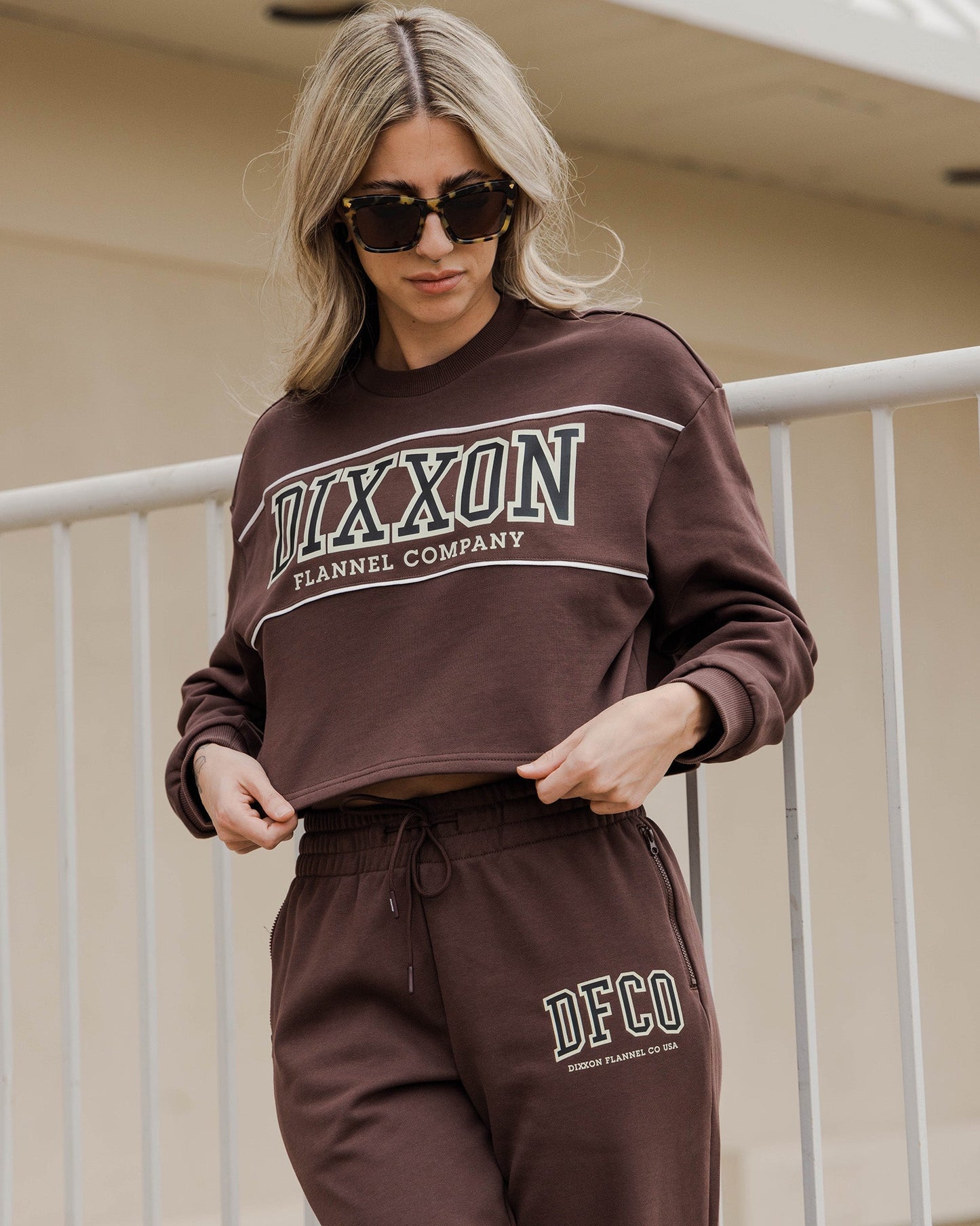 Women's DFCO Cropped Crewneck Sweatshirt - Brown