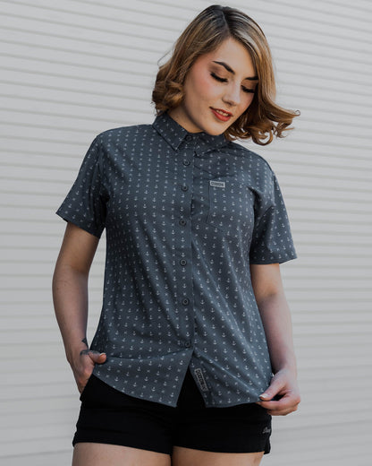 Women's Salty Dog Party Shirt - Gray & White